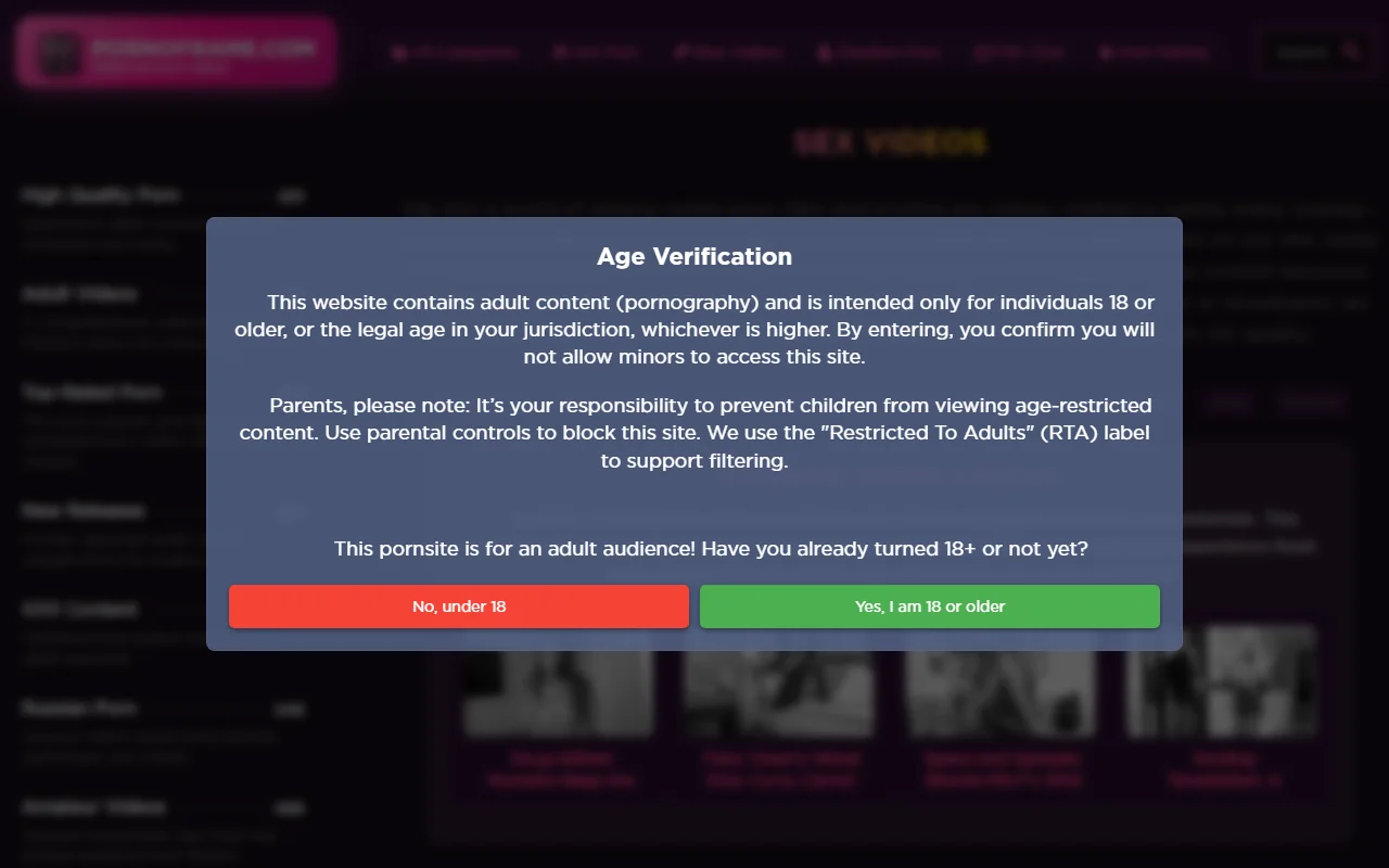 Screenshot of Pornoframe Website Review